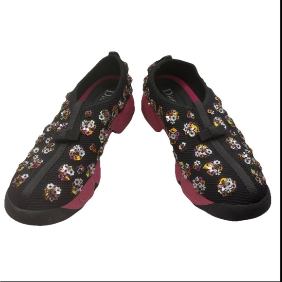Dior Mesh Floral Embellished Fusion Slip On Sneakers Size 36 - Picture 1 of 8